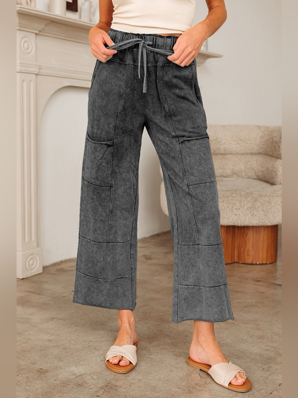 High-Waisted Wide-Leg Cropped Pants